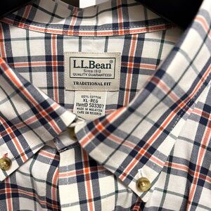 LL Bean Men's Wrinkle-Free Twill Plaid Sport Shirt, Traditional Fit XL 503307